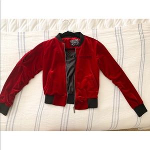 Red Velvet Bomber Jacket